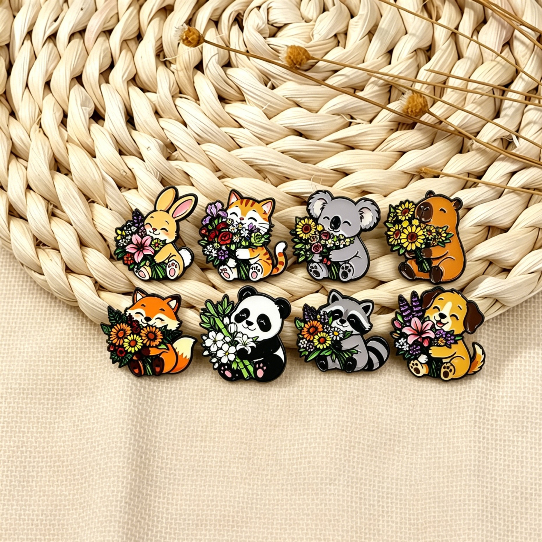 Embroidery Illustration - Cute Animal Enamel Pin Cartoon Cat