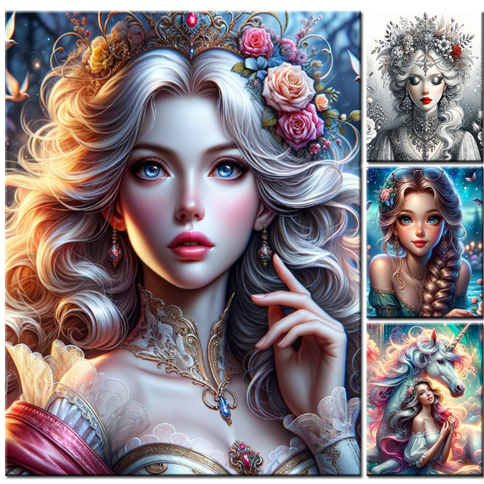 Embroidery Unicorn - Mermaid Beautiful Girl Unicorn Diamond Painting