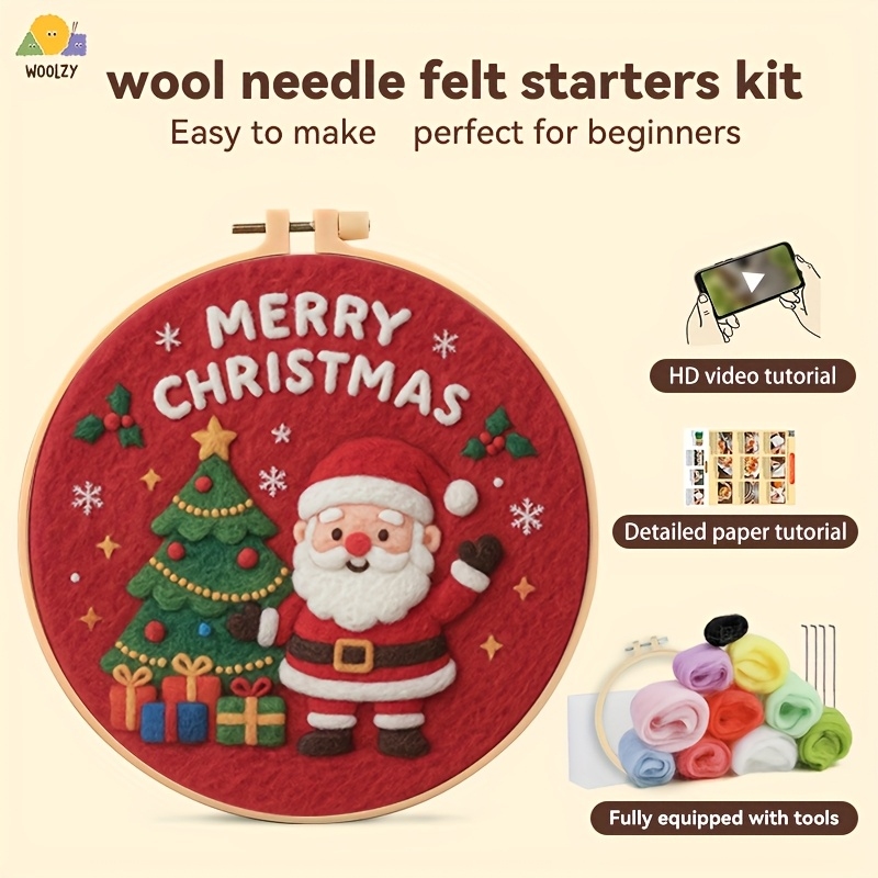 Embroidery Xmas Decorations - Santa & Christmas Tree Felt Embroidery