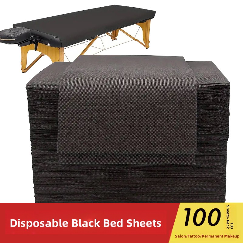 Embroidery Sheet - Black Disposable Bed Sheet Tattoo Embroidery