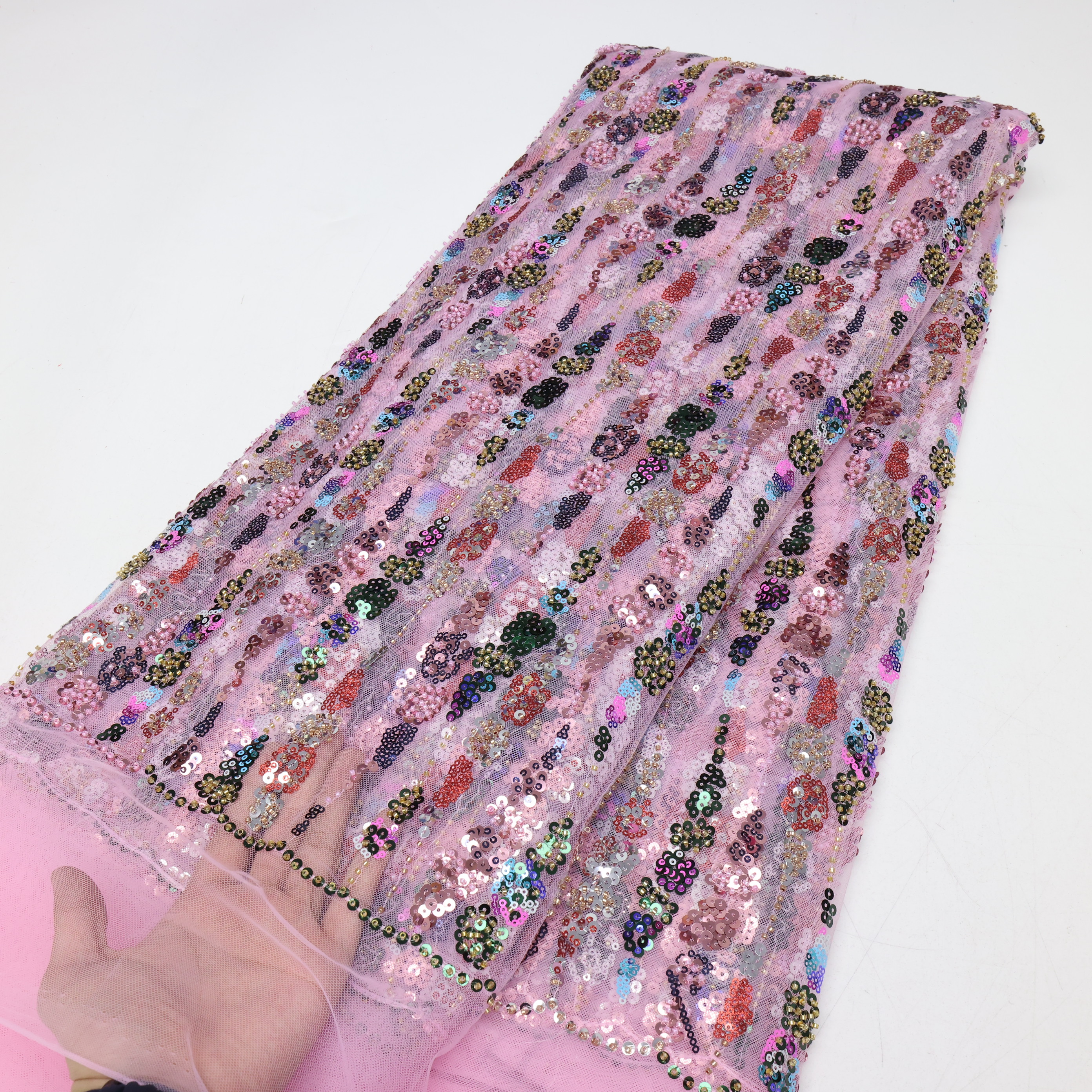Embroidery Ai - African Sequins Beaded Groom Lace Fabric