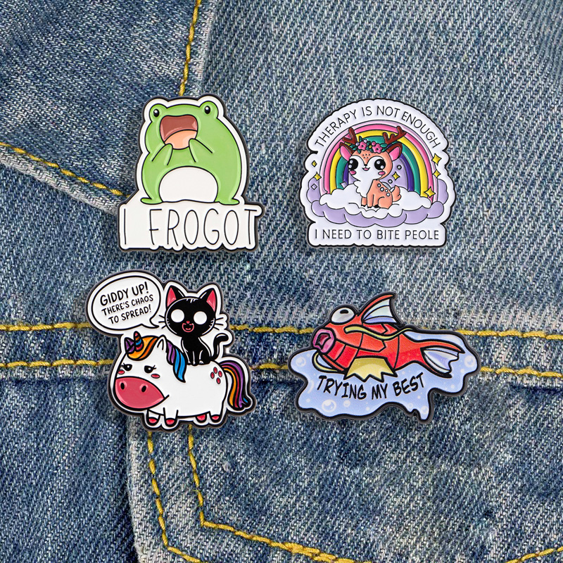 Embroidery Unicorn - Funny Animal Badge Cartoon Frog Dog