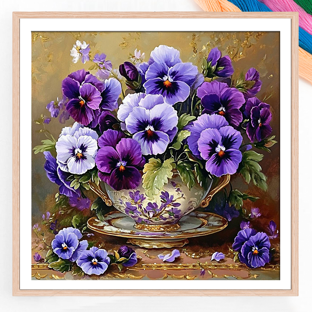 Dmc Floss Set - Flower Printed 11CT Cross Stitch Complete