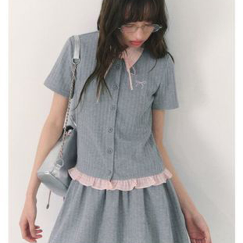 Summer Knitted Preppy Style Tw – Embroidery Cotton Shirt recenzja i cena