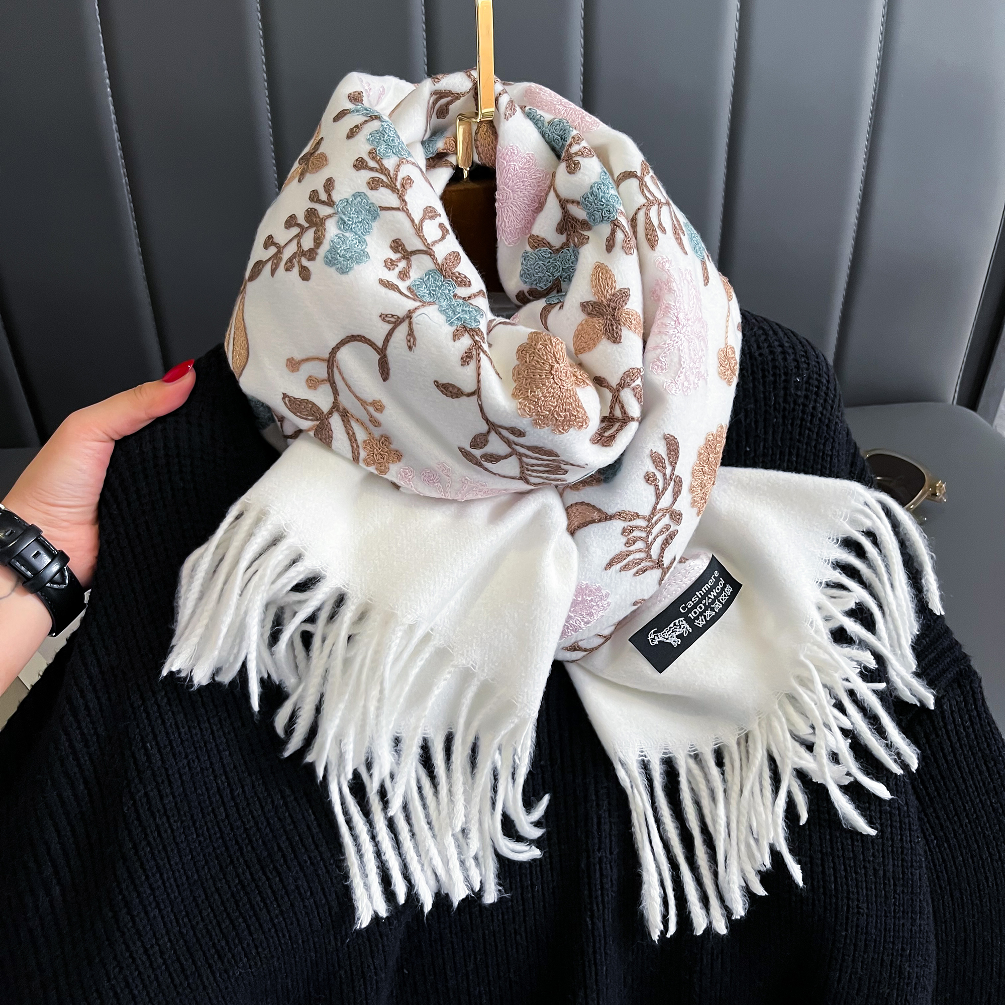 New Winter Warm Cashmere Scarf – Embroidery Pashmina recenzja i cena