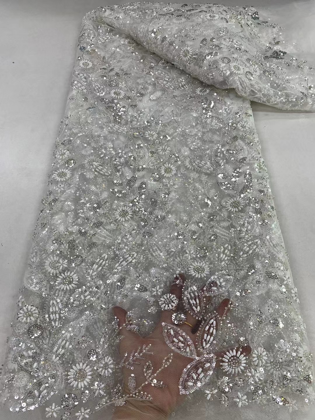 Gold French Beaded Lace Bride  – Embroidery Pashmina recenzja i cena