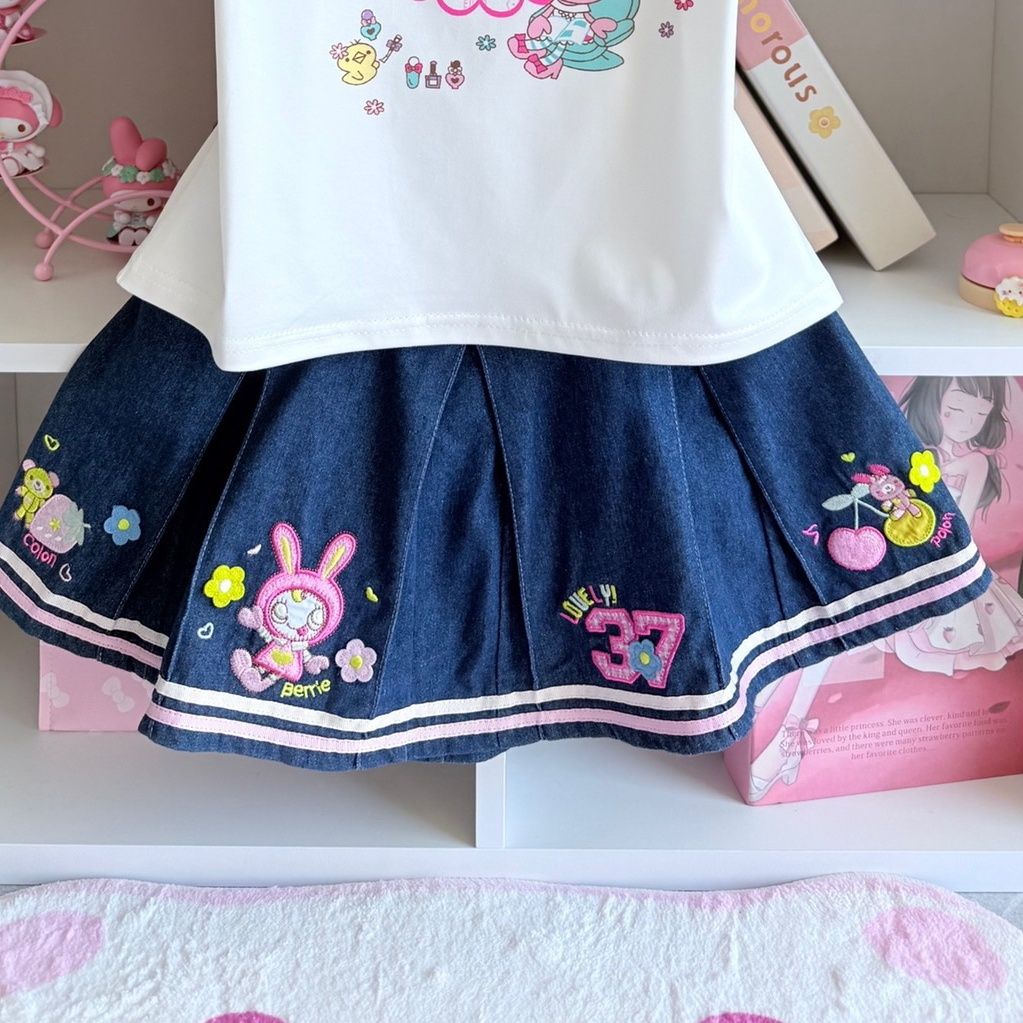 Japanese Sweet Skirt Sets Summ – Embroidery Cotton Shirt recenzja i cena