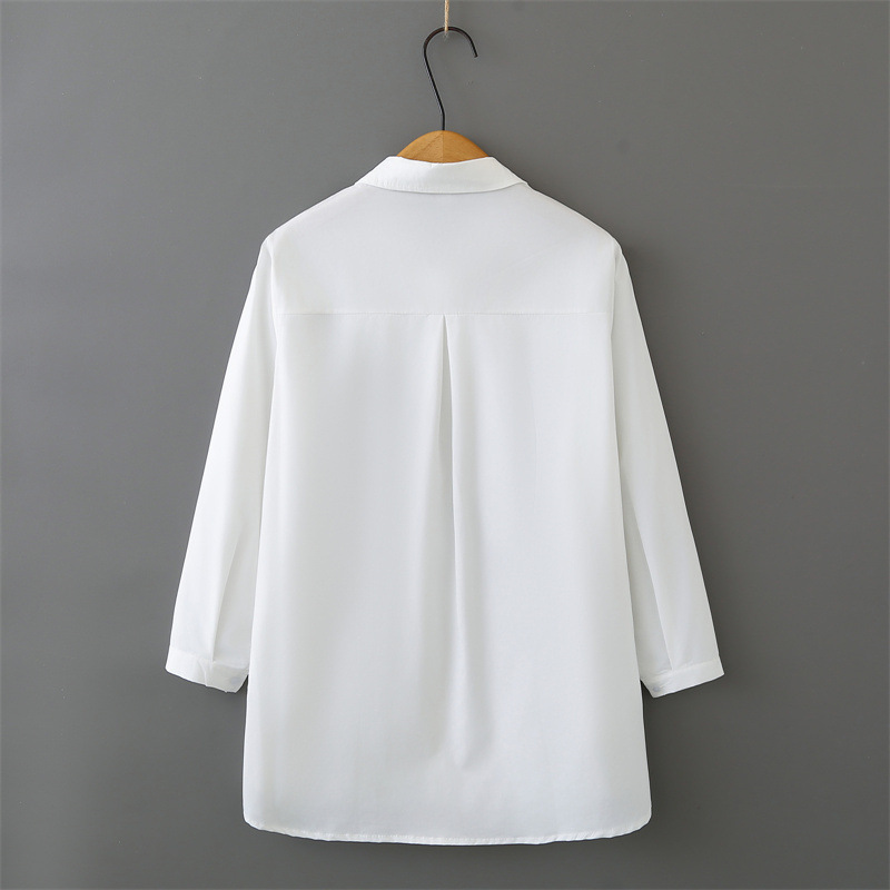 Women Plus Size Long Sleeve Co – Embroidery Cotton Shirt recenzja i cena