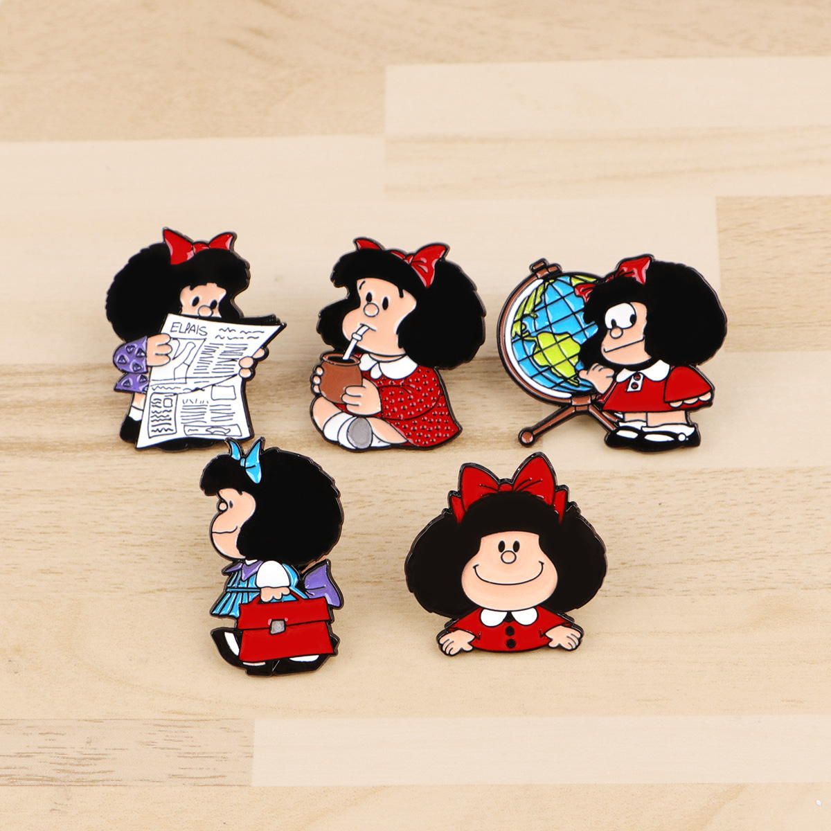 5pcs Cute Girl Enamel Pin Set  – Embroidery Illustration recenzja i cena
