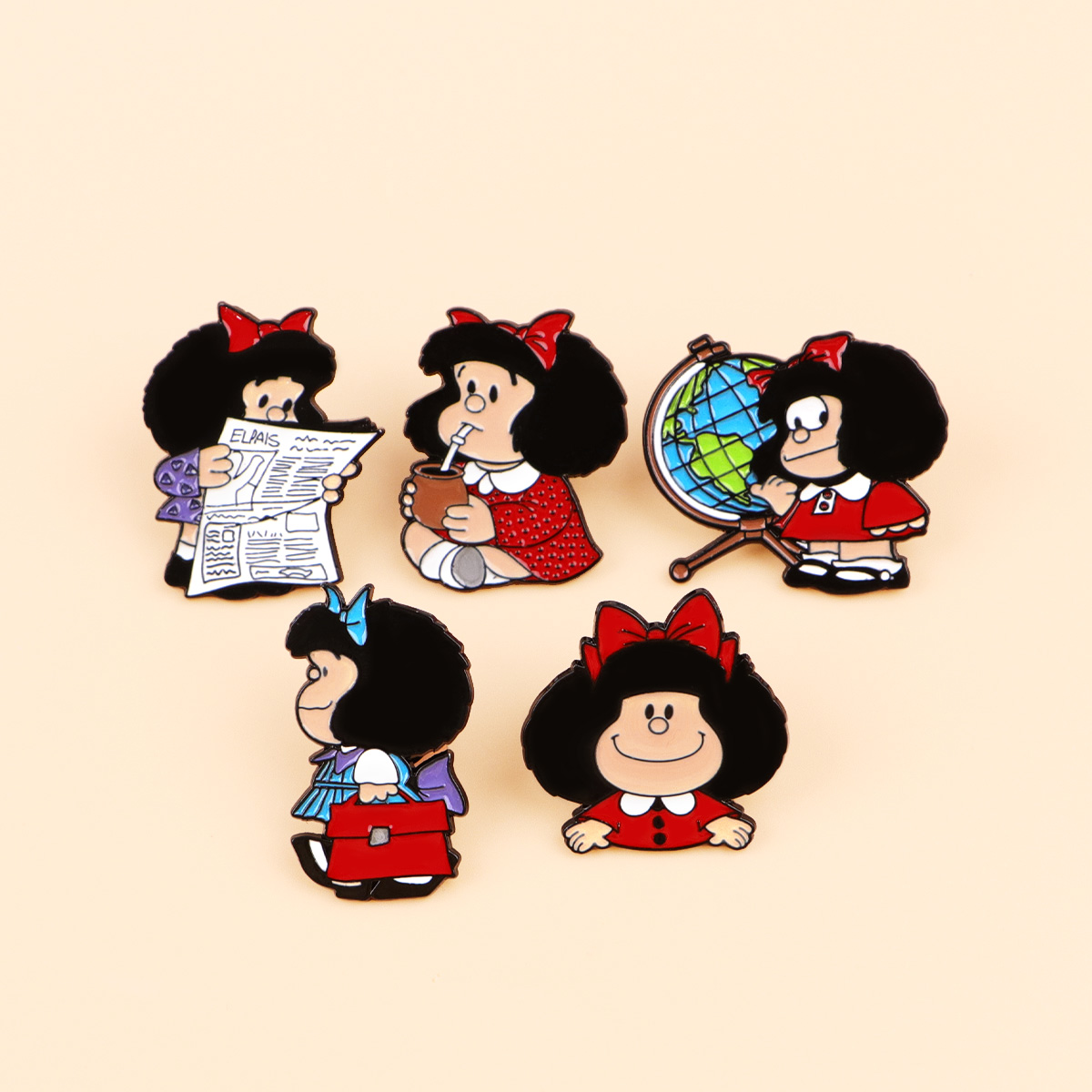 5pcs Cute Girl Enamel Pin Set  – Embroidery Illustration recenzja i cena