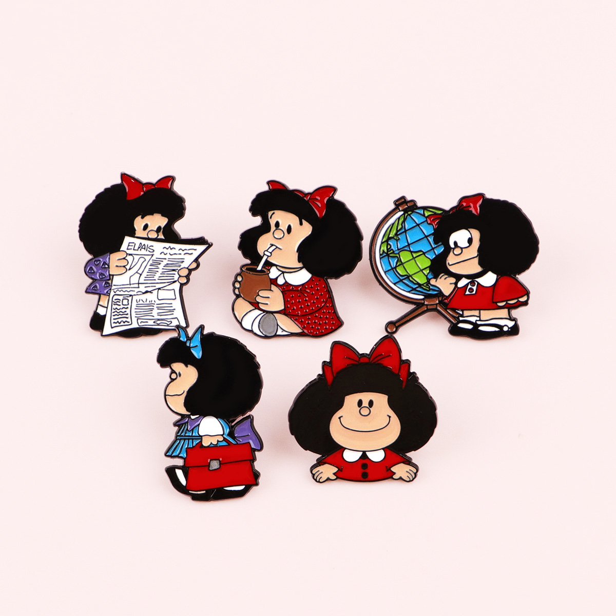 5pcs Cute Girl Enamel Pin Set  – Embroidery Illustration recenzja i cena