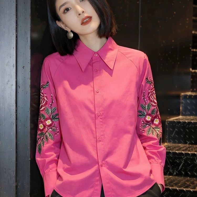 Lapel Shirt Women's 2026 New C – Embroidery Jacket recenzja i cena