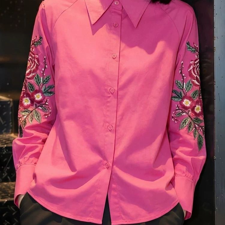 Lapel Shirt Women's 2026 New C – Embroidery Jacket recenzja i cena