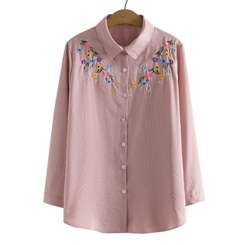 4XL Plus Size Shirts Women Spr – Embroidery Cotton Shirt recenzja i cena