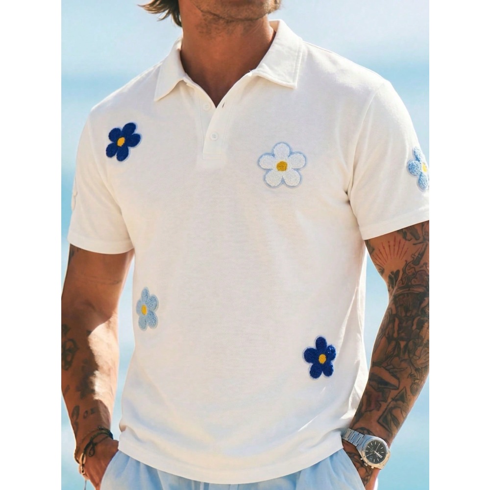 Men's Short Sleeve Polo Shirt  – Embroidery Design 3D recenzja i cena