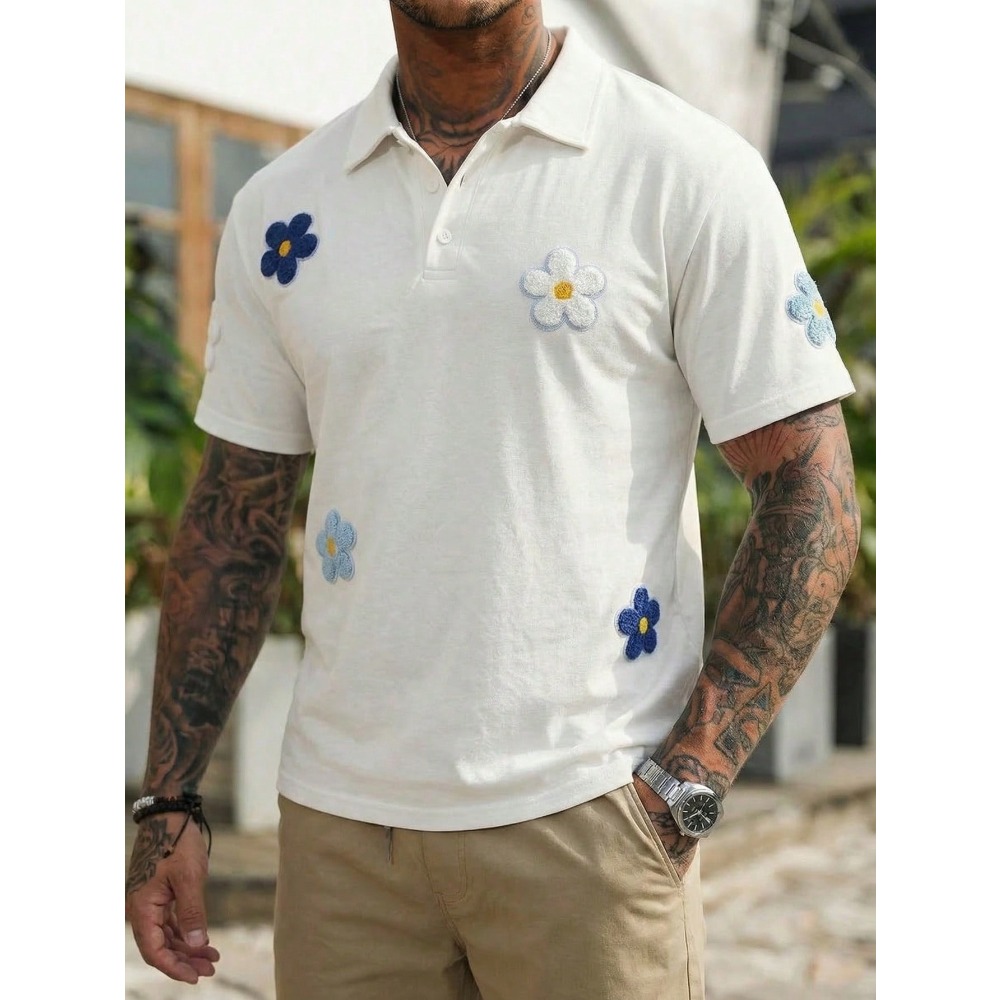 Men's Short Sleeve Polo Shirt  – Embroidery Design 3D recenzja i cena