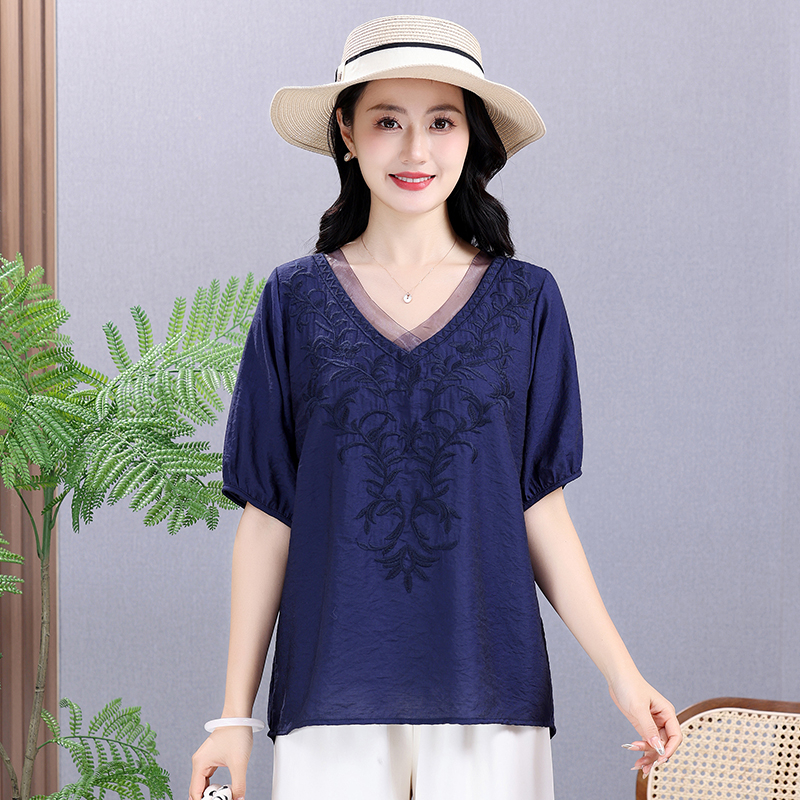 Summer Elastic Tee Shirt Solid – Embroidery Cotton Shirt recenzja i cena