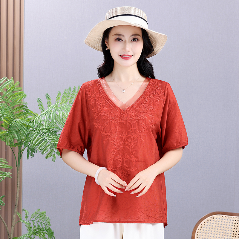 Summer Elastic Tee Shirt Solid – Embroidery Cotton Shirt recenzja i cena