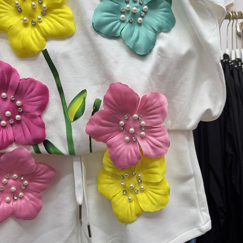 Summer Colorful 3D Flowers T-s – Embroidery Cotton Shirt recenzja i cena