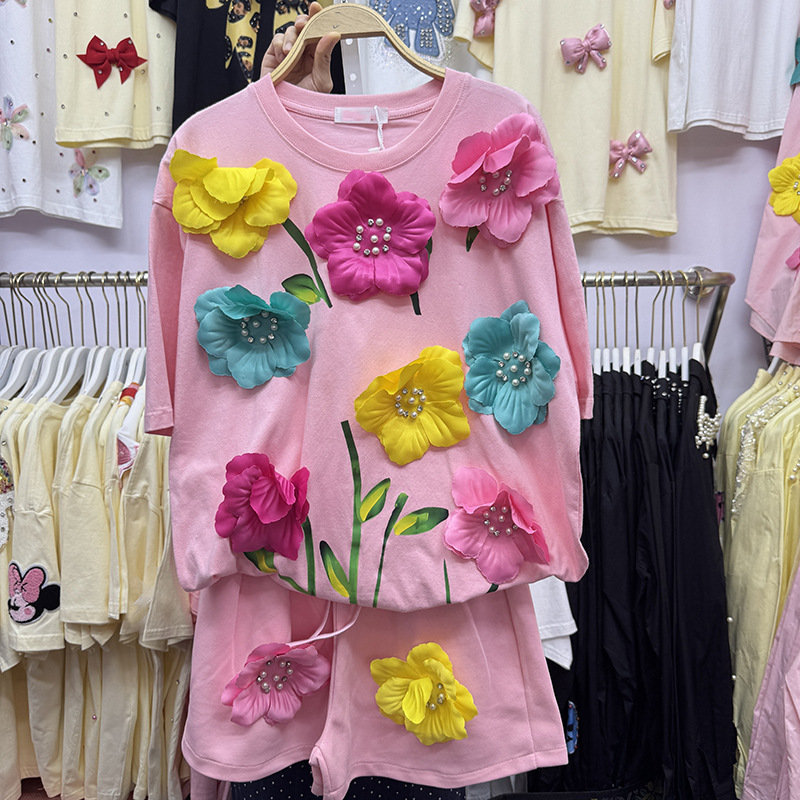 Summer Colorful 3D Flowers T-s – Embroidery Cotton Shirt recenzja i cena
