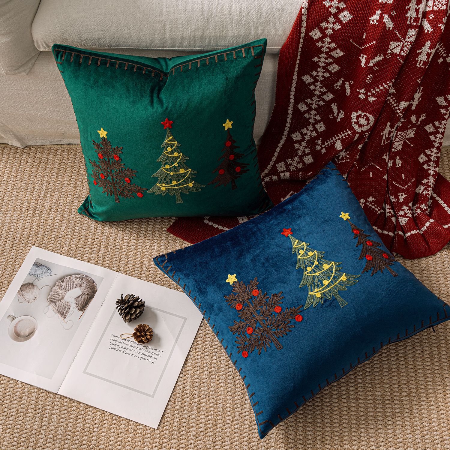 1pc Embroidery Cushion Cover C – Embroidery Xmas Decorations recenzja i cena