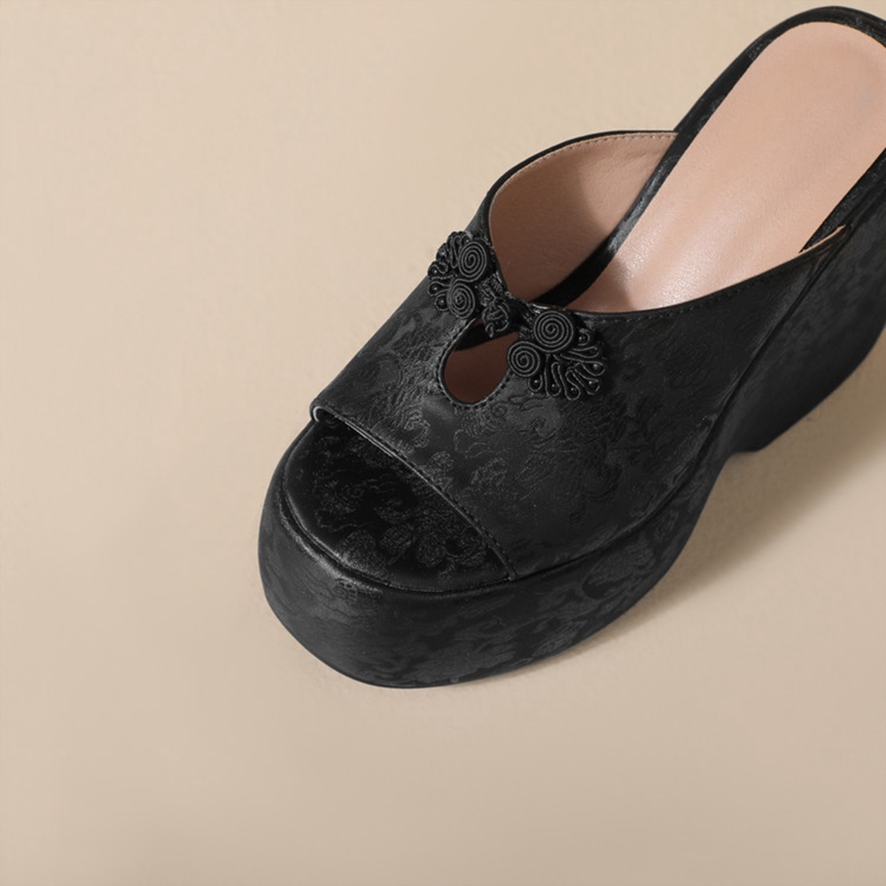 Women Wedge Heel Mules Slipper – Embroidery Ai recenzja i cena