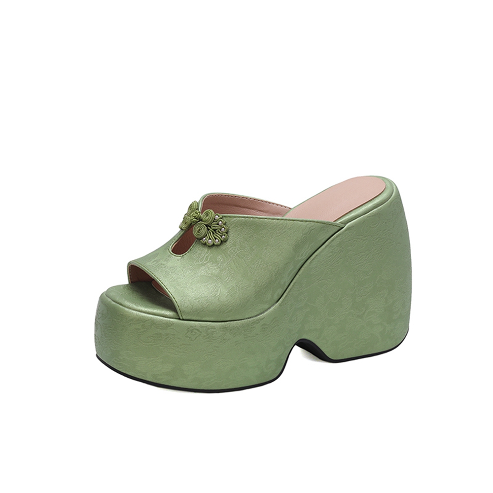 Women Wedge Heel Mules Slipper – Embroidery Ai recenzja i cena