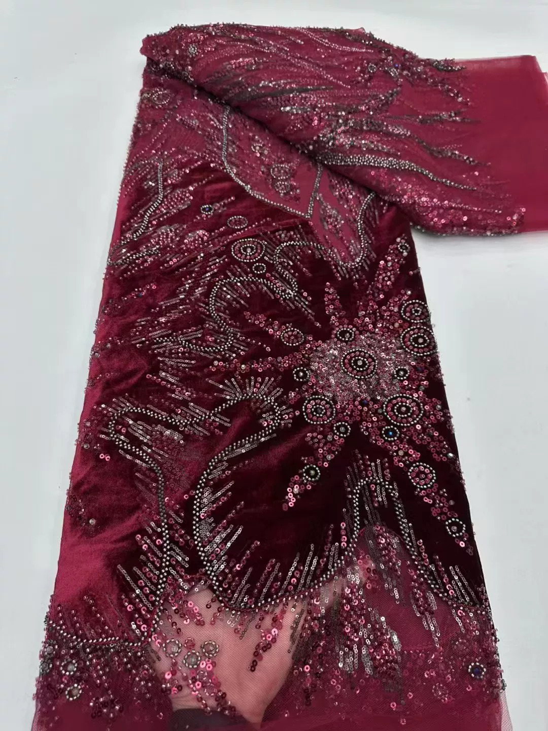 5yard Velvet sequin embroidery – Embroidery Wedding recenzja i cena