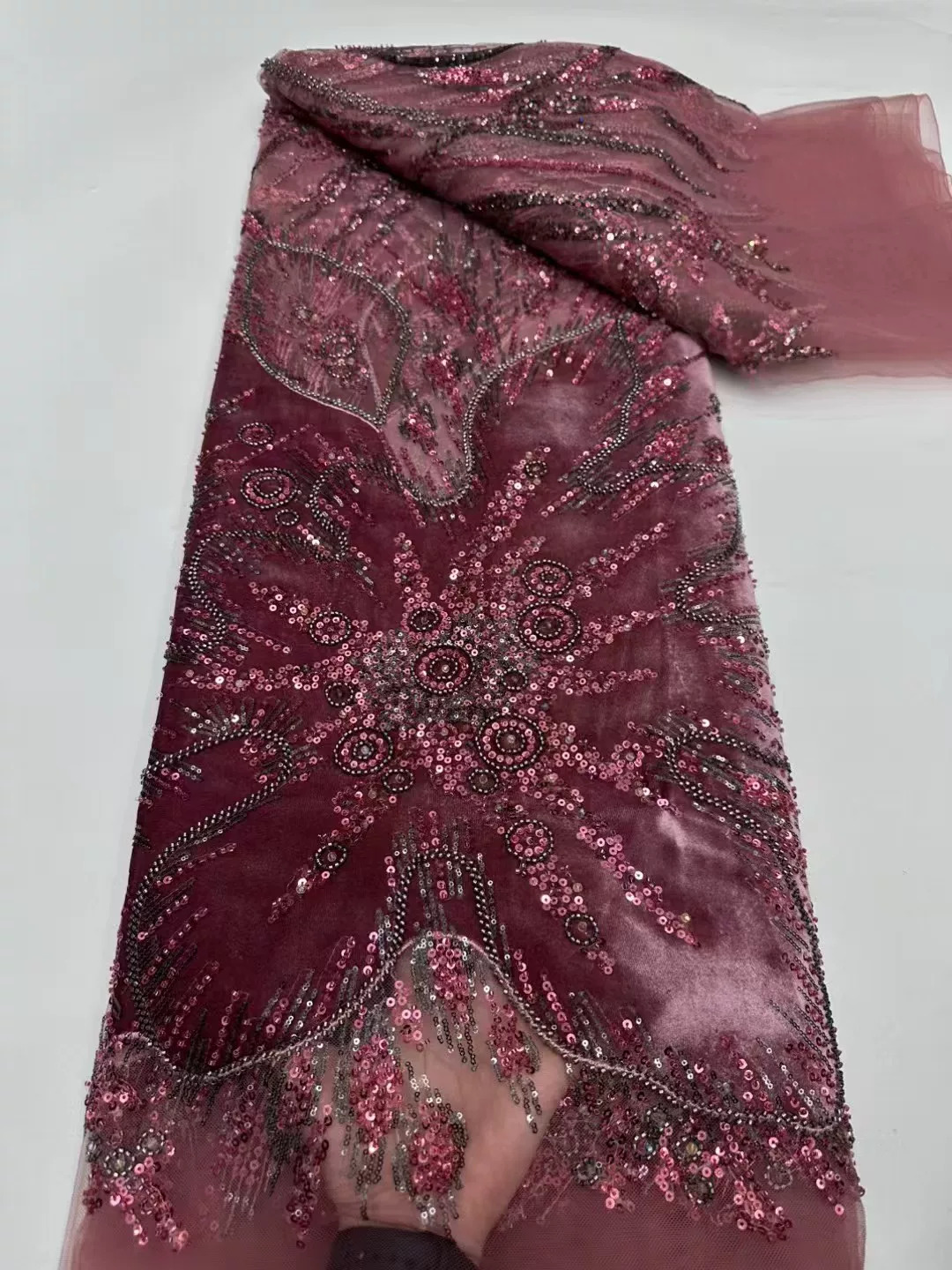 5yard Velvet sequin embroidery – Embroidery Wedding recenzja i cena