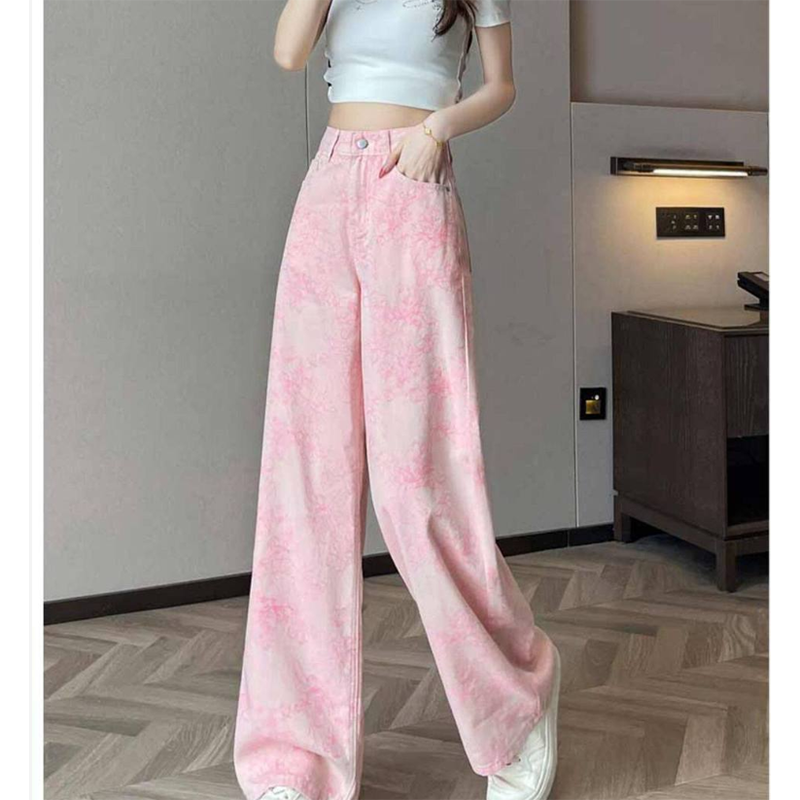 Pink Silk Denim Jeans Women's  – Embroidery Design 3D recenzja i cena