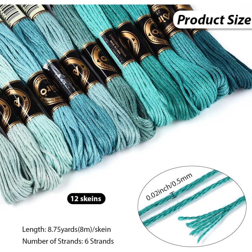 12 Skeins 6 Strands Green Embr – Embroidery Gradient recenzja i cena