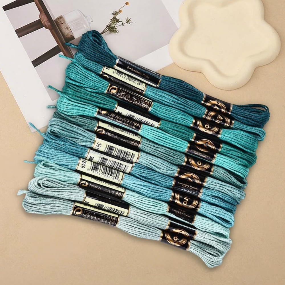 12 Skeins 6 Strands Green Embr – Embroidery Gradient recenzja i cena